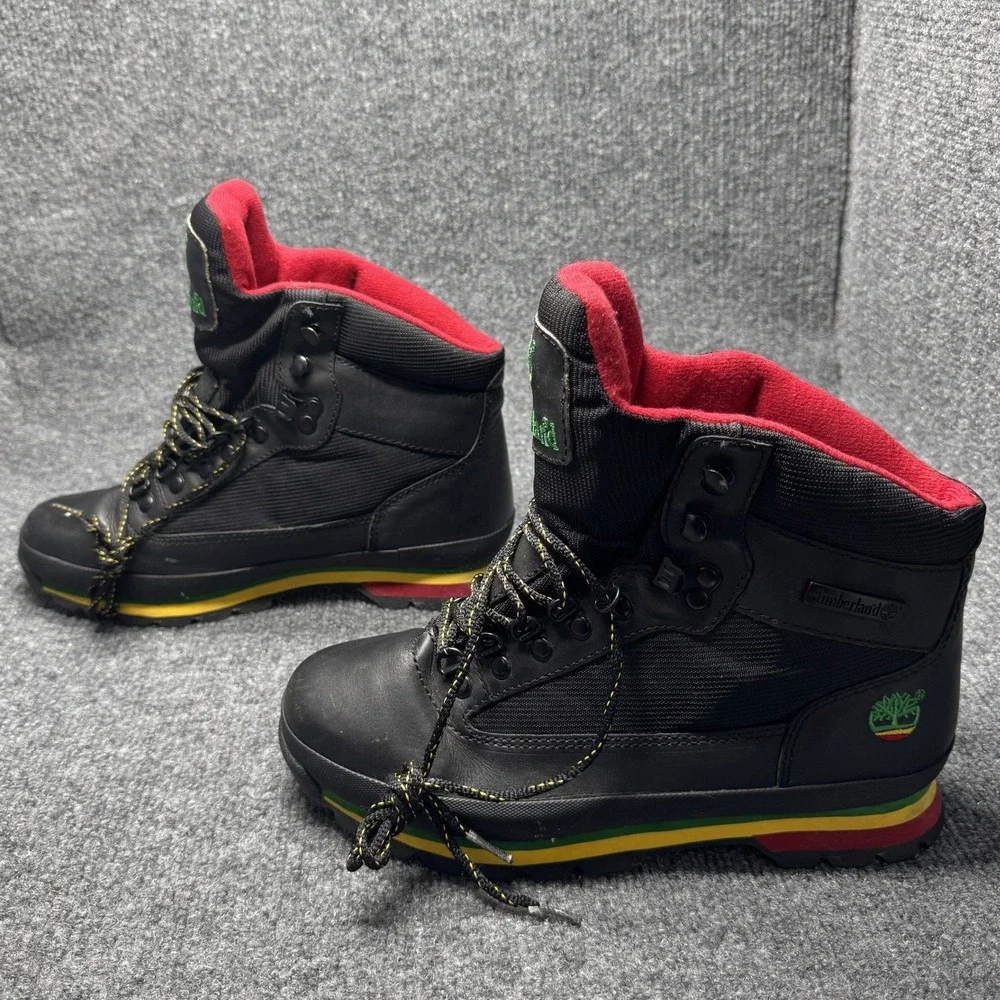Timberland Euro Hiker Mens 8 Black Rasta Reggae Streetwear‎ Boots 87065